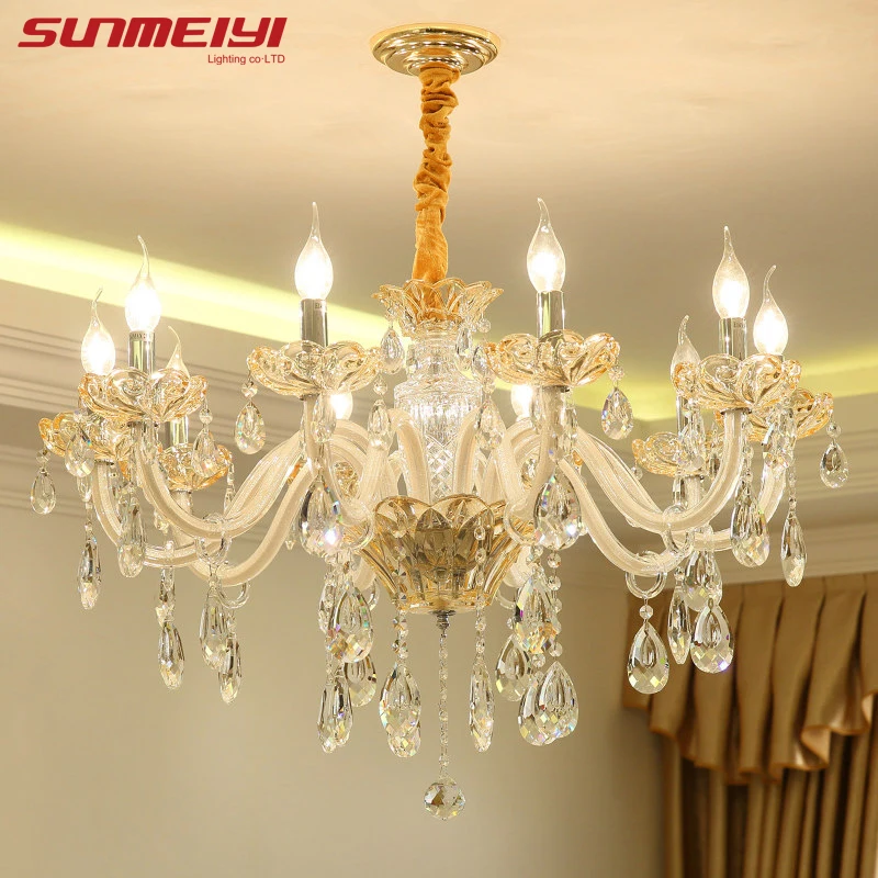 

Luxury Candle Crystal Chandelier Lighting Fixtures Modern LED lustres de cristal Hanging Lamps For Bedroom Living Room
