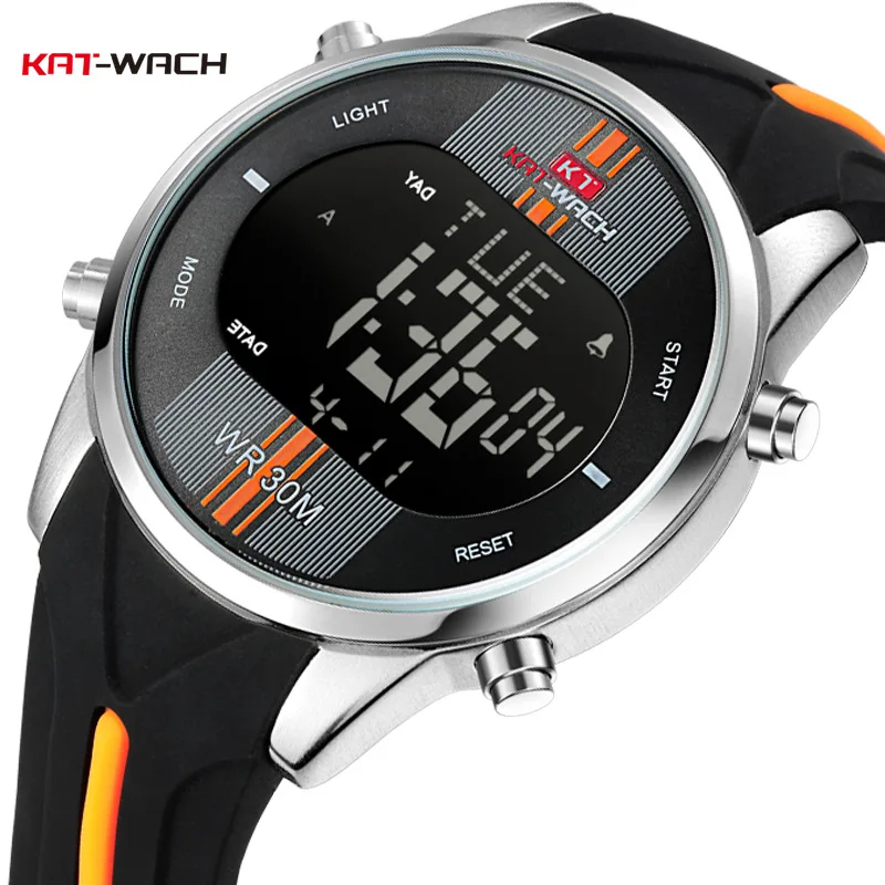 Baratos Reloj de pulsera militar de cuarzo Digital LED a prueba de agua relojes deportivos para hombre de marca de moda KAT WACH