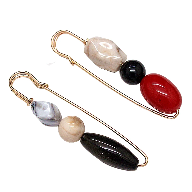 

Practical all-match retro pop Pin Brooch Beaded sweater coat 8CM Gold Pin spot wholesale