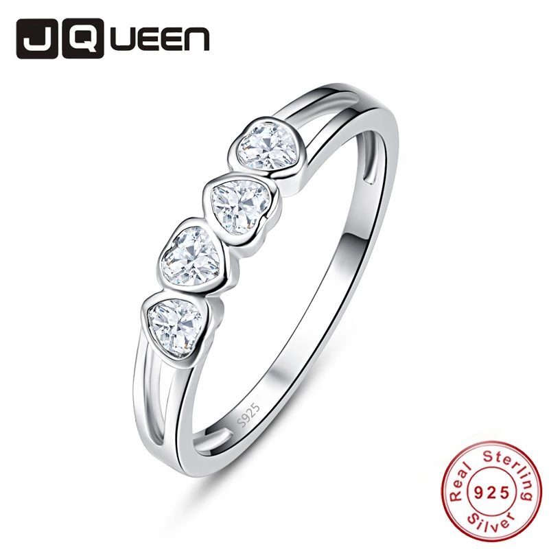 JQUEEN высокое качество элегантный 4 шт в форме сердца Natual CZ камень S925 женское кольцо