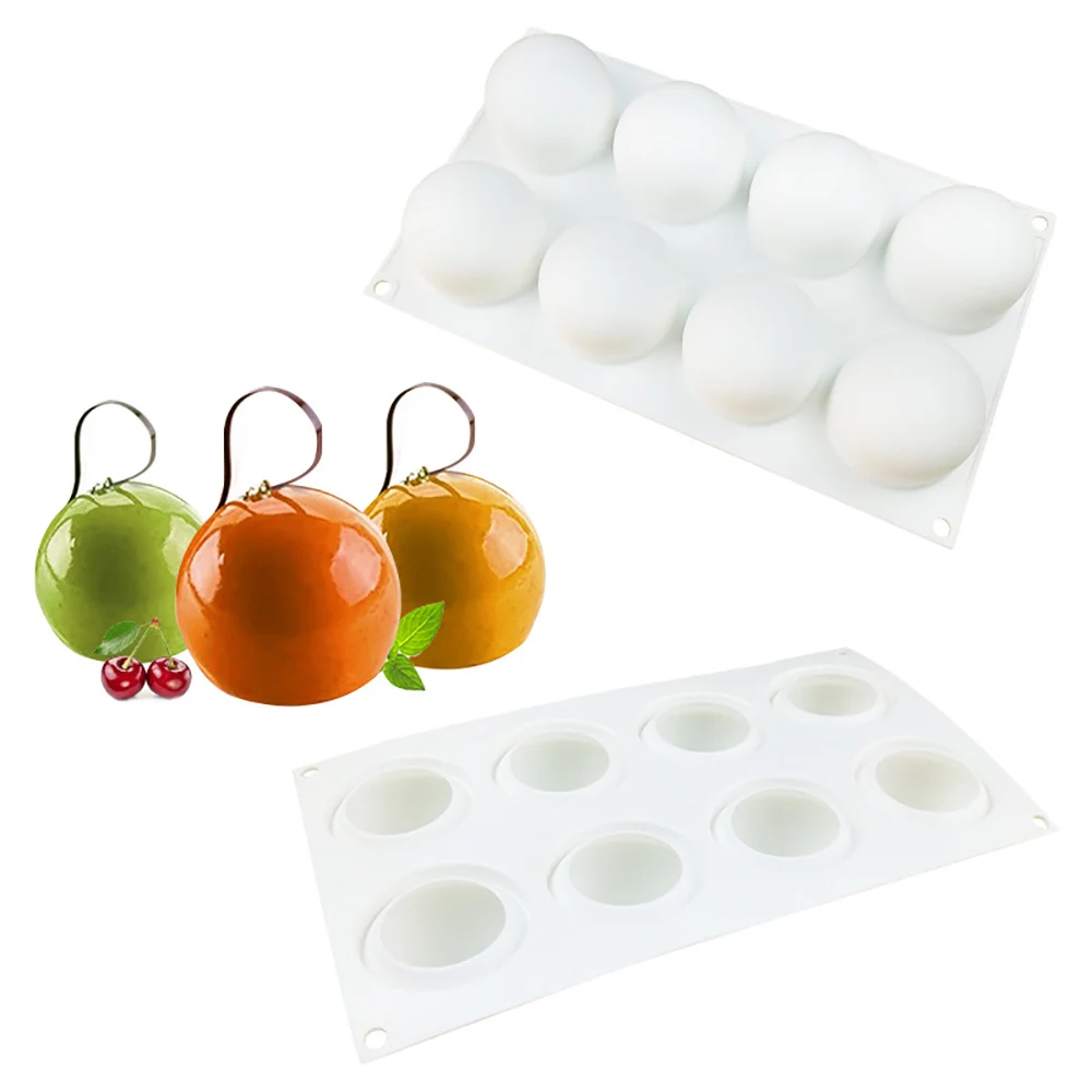 

GODWJ 8 Holes Ball Shape Mousse Cake Silicone Mold 3D Non-stick Dessert Baking Pan Cake Decorating Tools Kitchen Bakeware