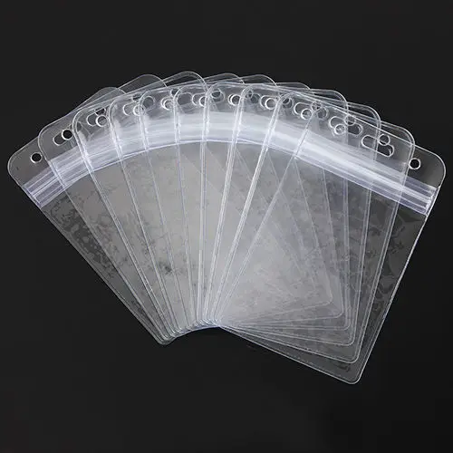 

10Pcs Vertical Transparent Vinyl Plastic show ID Card Badges Holder Wholesale C