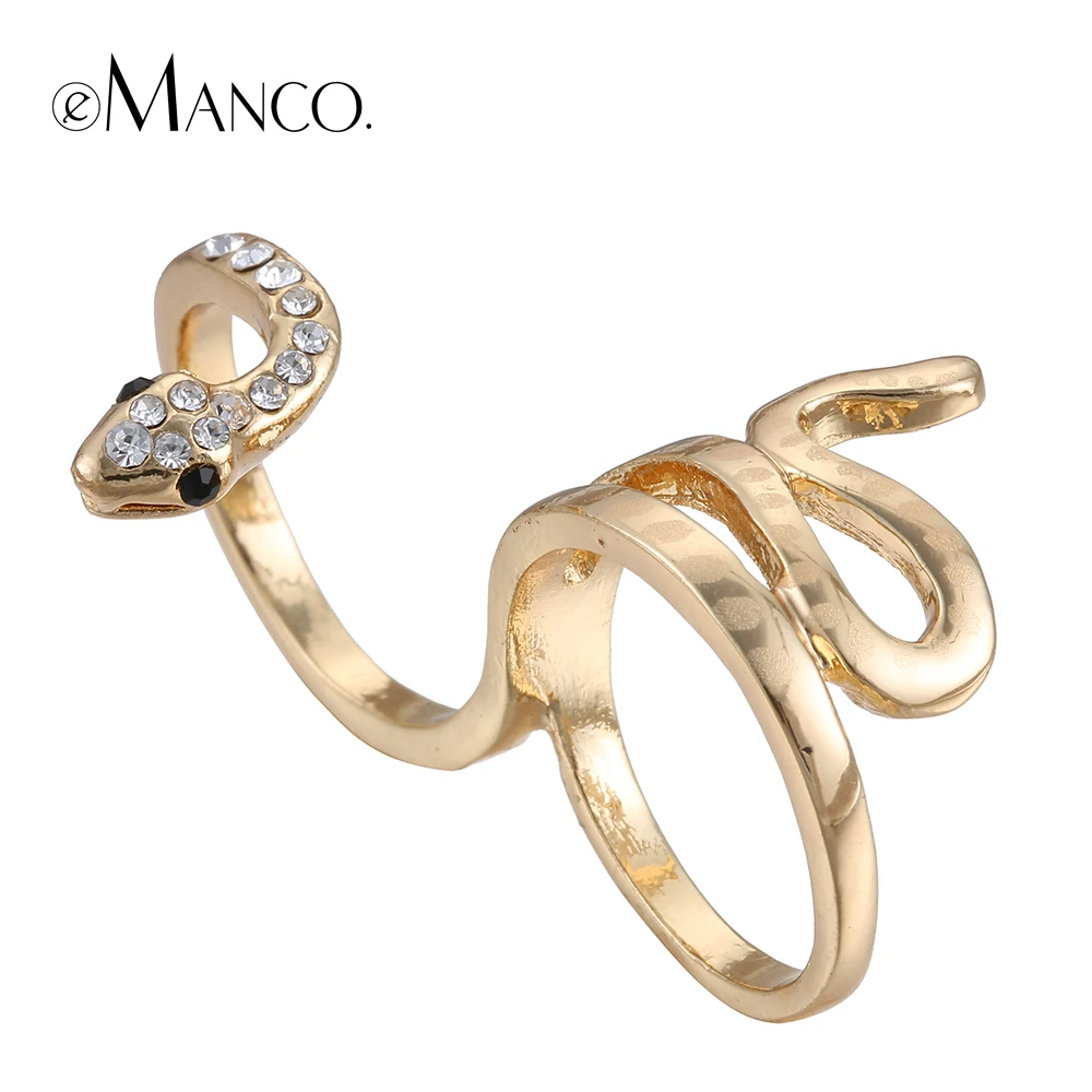 

eManco Alloy animal ring women creative finger jewelry 2016 fine snake rings girls rhinestone inlaid spiral ring bague femme