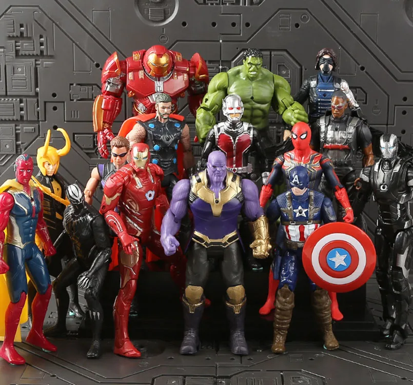 

14pcs/set Avengers Iron Man Captain America Thanos Spider-Man Falcon Thor PVC Action Figure Collectible Model Toys For Children