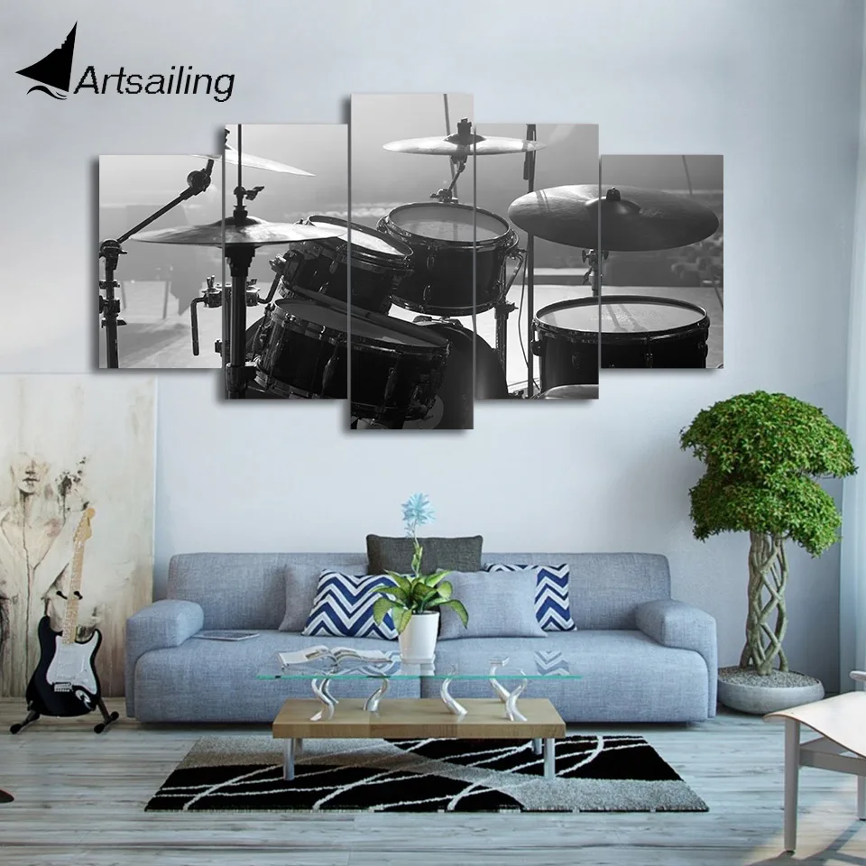 HD Printed 5 Piece Canvas Art Drum Painting font b Musical b font font b Instrument