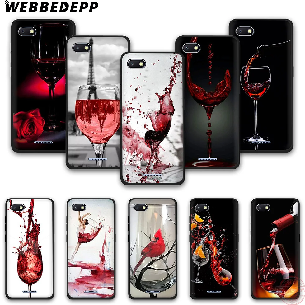 

WEBBEDEPP Red wine glass TPU Phone Case for Redmi Note 6Pro 7Pro 4A 4X 5 5A 6A 6Pro 7 S2 note 8