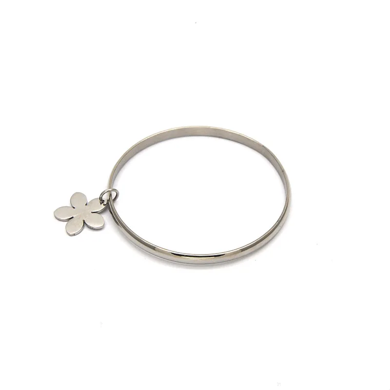 

lover's engagement jewelry wholesale stainless steel silver color bangles flower simpte fashion sweet for women BA04266