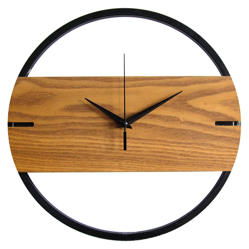 

Vintage Wooden Wall Clock Modern Design for Bedroom 3D Stickers Wall Watch Home Decor Single Side Silent 30CM
