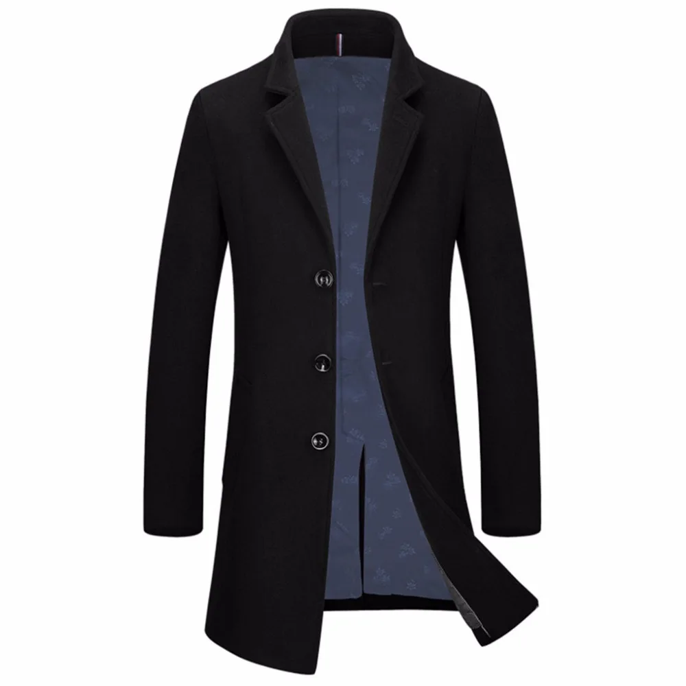 Man Long trench coat wool coat Winter peacoat Men's wool Coat mens
