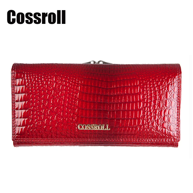 Cossroll Ladies Genuine Leather Wallet Women Long Cowhide Crocodile Pattern Designer Wallets High Quality Card Holder