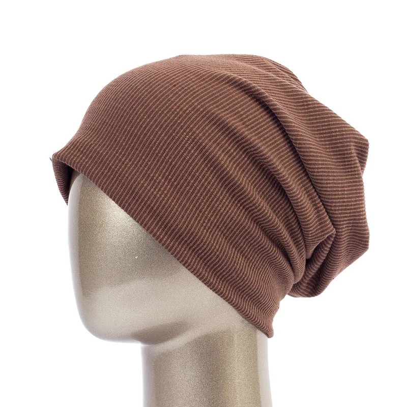 Geebro, женская шапка, вязаные шапки с гофрированной резинкой, зимняя шапка, одноцветная, сутулящиеся шапки Skullies chapeu feminino DQ400M - Цвет: Brown