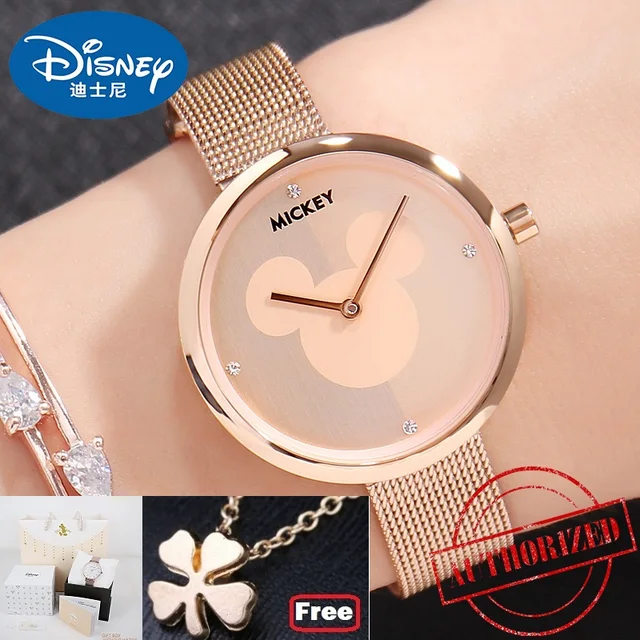 Disney Brand Original Gift Box Mickey Mouse Women's Watches Stainless Steel Leat Disney Brand Original Gift Box Mickey Mouse Women's Watches Stainless Steel Leat