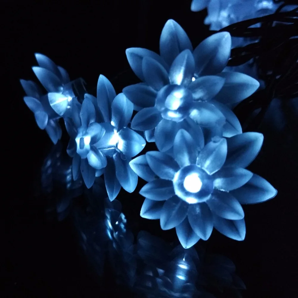 Powered Double Lotus Flower Xmas Party String Light Romantic (6)