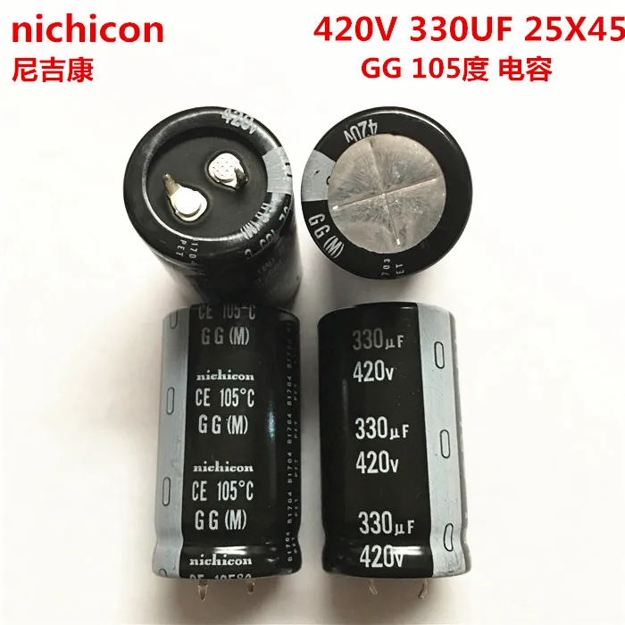 

2PCS/10PCS 330uf 420v Nichicon GG 25x45mm 420V330uF Snap-in PSU Capacitor