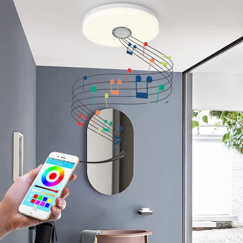 

Modern ultra-thin LED ceiling light RGB dimmable 36W APP remote control Bluetooth music light living room bedroom ceiling light
