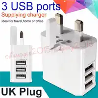 Redbearlin 50 ピース/ロット 3 USB ポート英国 3 フラットピンプラグ Ac アダプタ iphone のためのサムスン 4 5 6 6 s ipad mini 用
