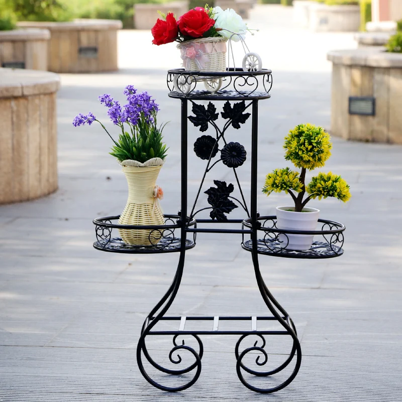 Green flower hanging orchids wooden shelf multilayer living room floor