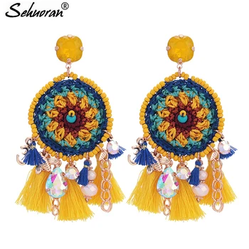 

Sehuoran Oorbellen Earrings For Women Jewelry Tassel Earrings Drop Boho Brinco 2018 New Handmade Weave Big Earings Brand EAR