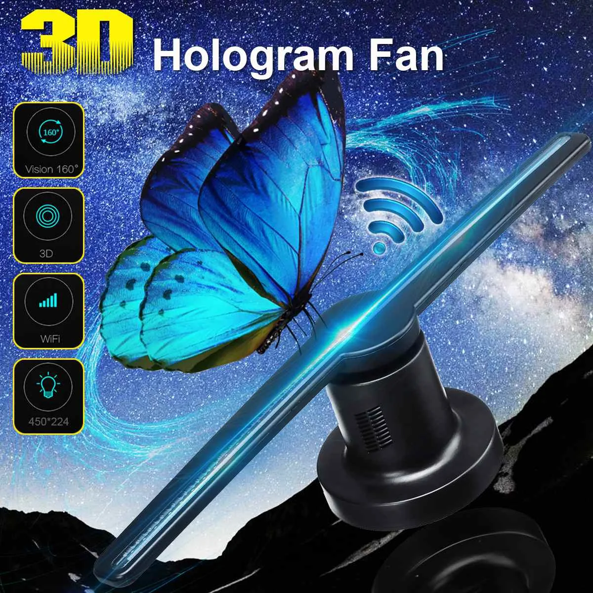

3D Hologram Advertising Display LED Fan Holographic Imaging 3D LED Fan light 3d Display Advertising logo Light Decoration