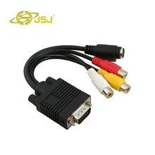 JSJ 3 RCA Fêmea Converter Cable Nova VGA para Vídeo TV Out S-Vídeo AV Adaptador de Alta Qualidade Livre grátis