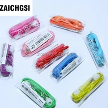 Szaichgsi красочный плоский кабель для J5 наушники-вкладыши Earpod вкладыши W/Mic+ Кнопка громкости Управление для samsung Galaxy S2 S3 S4 I9500 200 шт