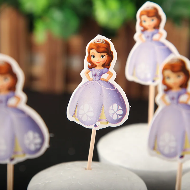 

Sofia the First Theme Cupcake Cake Toppers Princess Sofia Baby Shower Kids Girls Birthday Party Decoration Supplies Favors 24pcs
