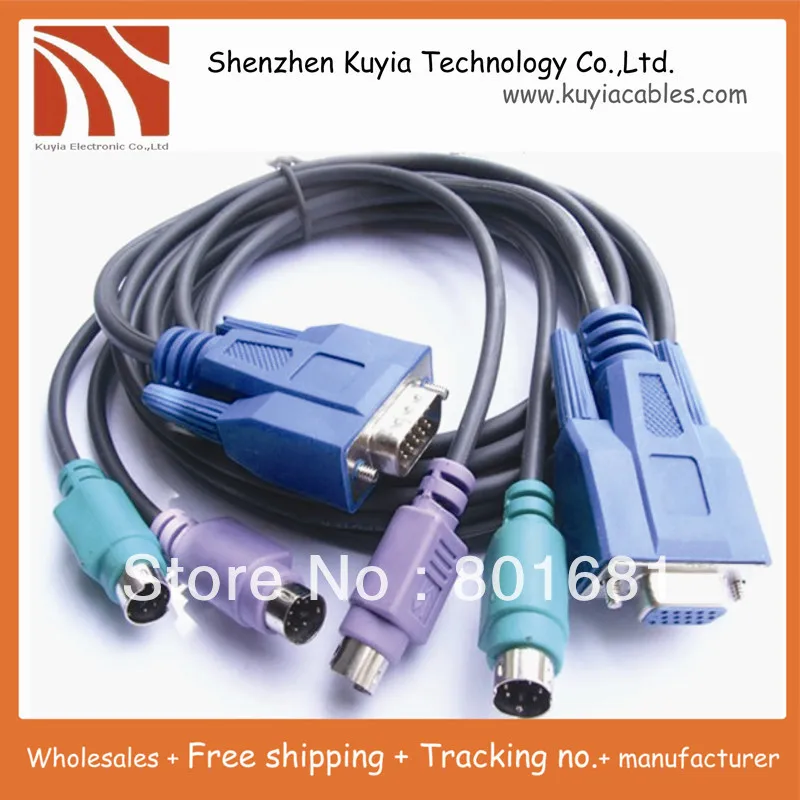

High quality Free Shipping+tracking number+KVM Cable Male to Female for keyboard 5 feet Black
