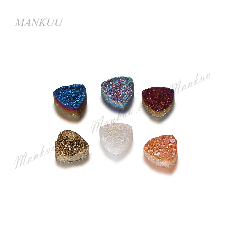 

Multi-color Titanium Druzy Quartz Cabochon Stone Beads Triangle Natural Beads For Rings Earrings DIY Jewelry Accessories Gift
