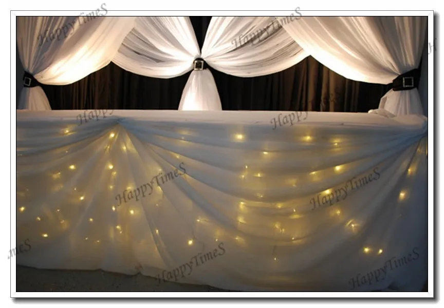 2 шт/партия красивый свадебный Декор гофрированная скатерть с металлическими зажимами и светодиодный свет в теплом белом цвете