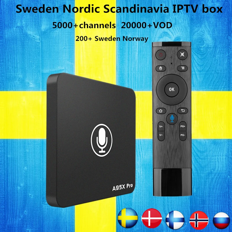 

Sweden IPTV A95X PRO Android TV box 7.1+Voice Control 5000+live channels Nordic Norway Denmark Finland Europe smart tv top box