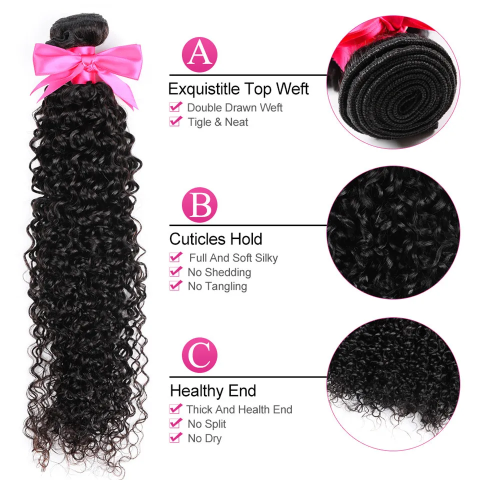 Rcmei Curly Hair Brazilian Kinky Curly Bundles WIth clousre Non Remy Afro Hair 4 Bundles With Lace Closure Human Hair Extensions
