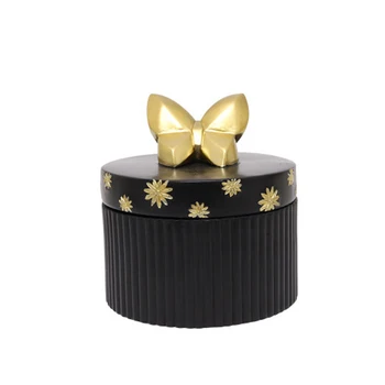 

Jewelry Organizer Black Vintage Trinket Box With Bowknot Lid Resin Creative Retro Jewelry Box Black