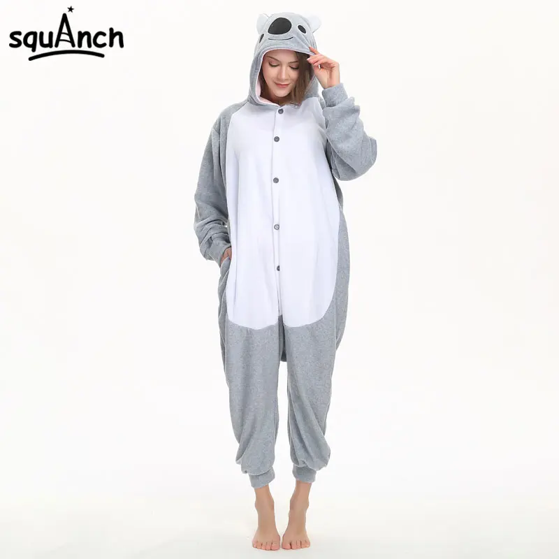 

Cartoon Gray Koala Kigurumi Animal Onesie Women Girl Kawaii Suit Winter Long Sleeve Pajama Hooded Sleep Jumpsuit Fancy Adult