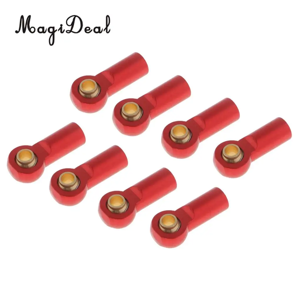 8Pcs Red Aluminum M3 Metal Ball Head Holder Tie Link Rod End Joint RC Climbing Crawlers Car For 1:10 D90 SCX10