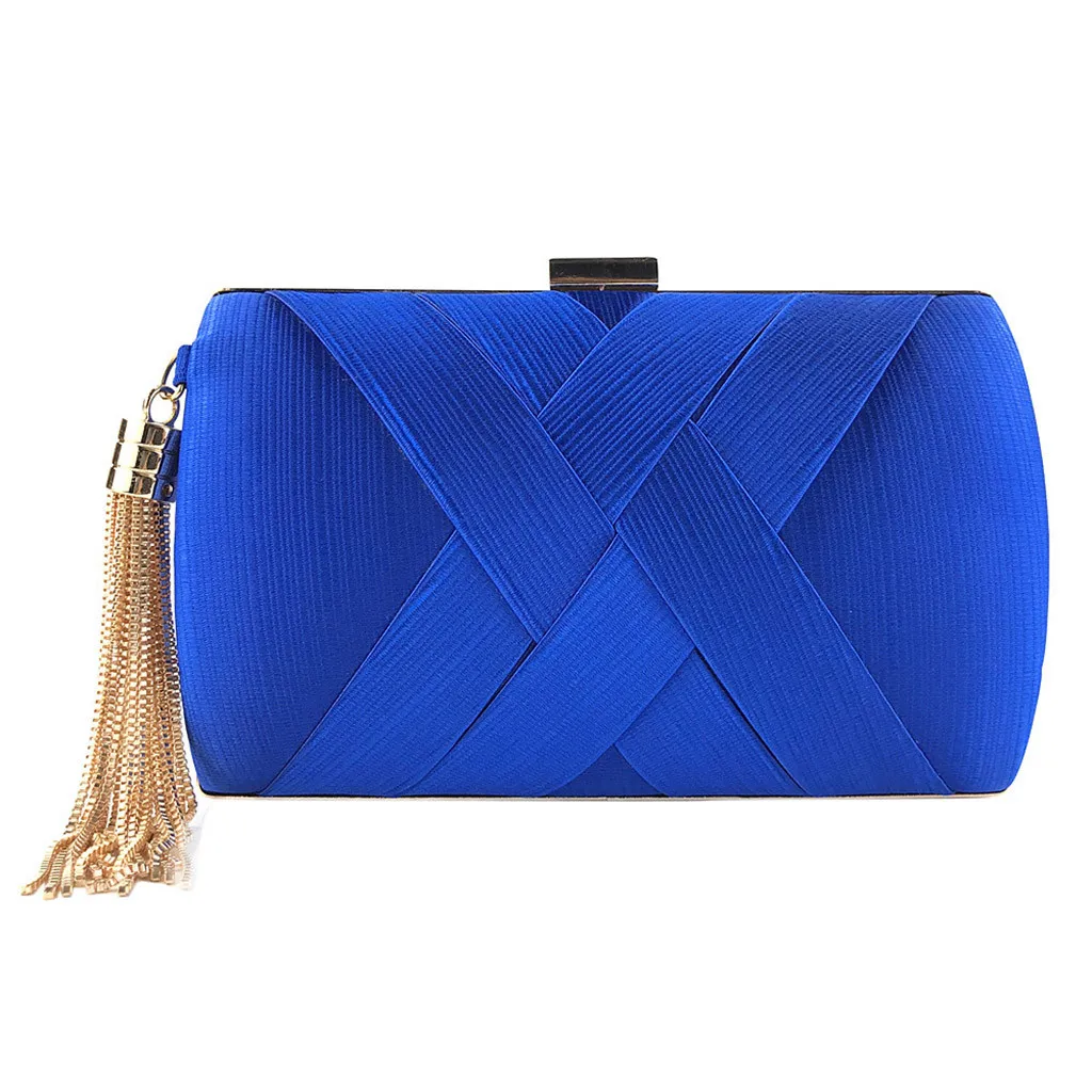 Женские клатчи с кисточками вечерние ручные сумки свадебные сумочки Minaudiere Элегантные Дизайнерские винтажные сумки через плечо bolsos - Цвет: Blue