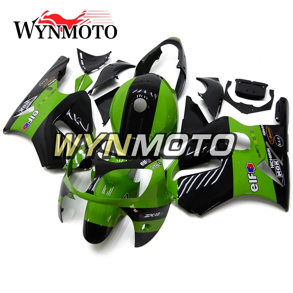 Complete ABS Injection Fairings For Kawasaki ZX-12R ZX12R 2000 2001 Motorbike Fairing Kits Cowlings Green Black Bodywork | Автомобили и