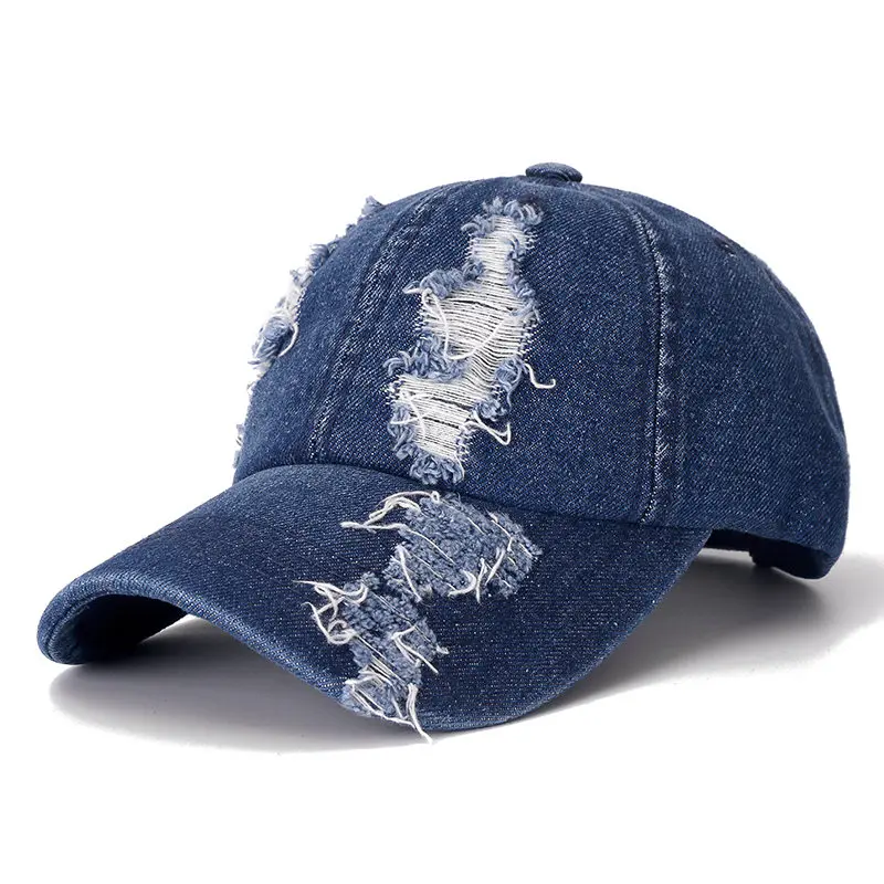 

High Quality Denim Cap Hole Baseball Cap Leisure Cotton Cap For Men And Women Outdoor Sports Streetwear Dad Hat Cap