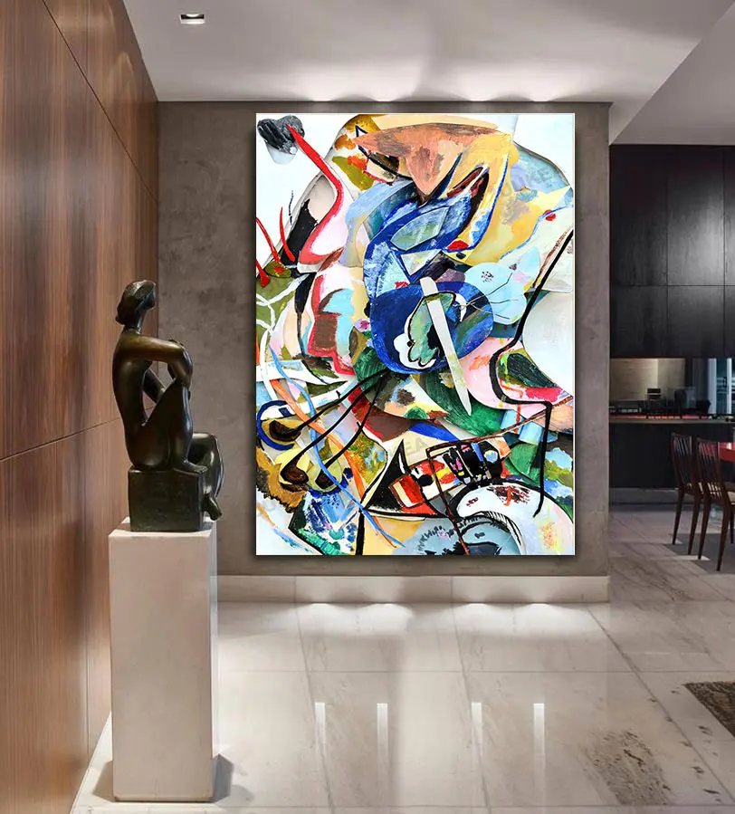 1Handmade Wassily Kandinsky Geometric Abstract Art Canvas ArtWall Pictures For Living Room, Home Decor (2)