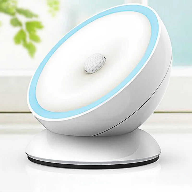 

LED Motion Sensor Night Light 360 Degree Rotation Desk Lamp USB Charging Powered Smart Table Lamps DC5V ABS Cabinet Light