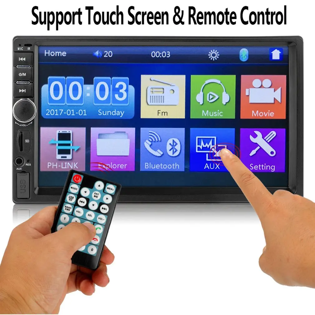 

7018B 2 Din 7" Touch Screen Car MP5 Player Audio Stereo FM Radio Bluetooth MP3 Player Support TF Multimedia Player