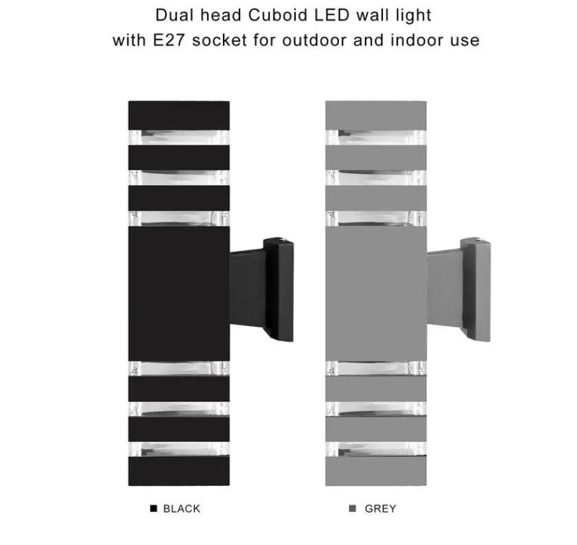 Современный водонепроницаемый вверх вниз алюминиевый Cuboid светодиодный настенный светильник с двойной головкой настенный светильник Открытый E27 розетка AC 85-240V