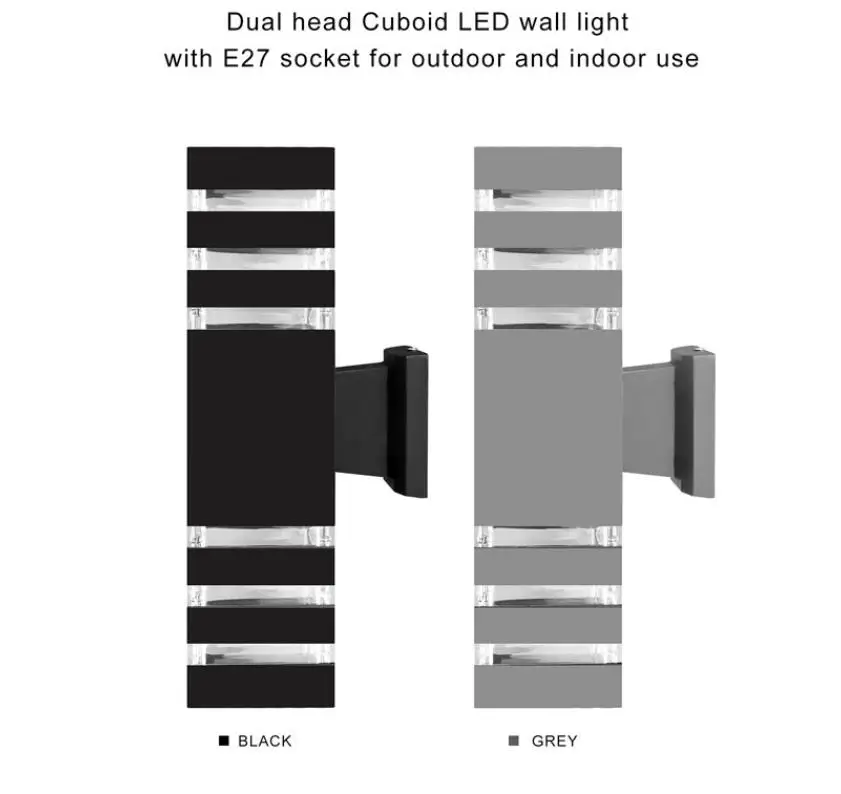 Moderno à Prova Água para Cima para Baixo de Alumínio Luminárias de Parede Lâmpada de Parede ao ar Dwaterproof Cuboid Dupla Cabeça Livre E27 Soquete ac 85-240 v Led 9 Luminárias de parede externas