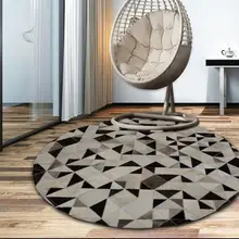 Круглые мозаики воловьей кожи прошитый ковер 150 см из натуральной кожи коровы меховой ковер для гостиной спальни украшения могут быть настроены