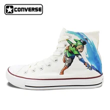 Мужские кеды Converse дизайнер ручной росписью обувь Легенда о Zelda женская брендовая обувь Chuck Taylor
