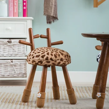 

Solid Wood Children's Animal Stool Kindergarten Baby Chair Cute Small Bench Change Shoes Bench Back Children Table And Chair Com