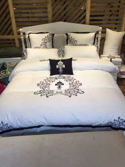 40pcs 40% Cotton 40s Luxury White Hotel Bedding Set With Black Amazing White Bedding With Decorative Pillows 40pcs 40% Cotton 40s Luxury White Hotel Bedding Set With Black Amazing White Bedding With Decorative Pillows