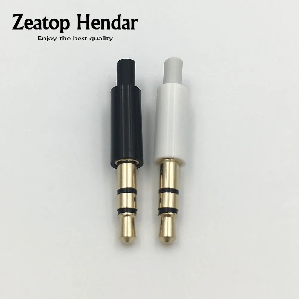 

4 Pcs Mini 3.5mm Stereo Headset Jack 3 Pole 3.5 Audio Plug Adaptor Connector White and Black Gold plated