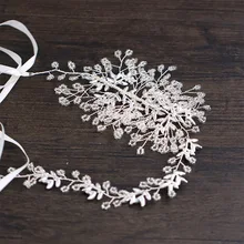 Кристалл свадебные волосы створки отделанный бисером обруч для волос Свадебная голова цепи аксессуары для бракосочетания SQ0240