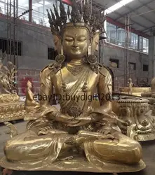 Огромный Китай Тибет Буддизм Храм Бронзовый 3 Глава долголетия Будда Кван-Инь Статуя
