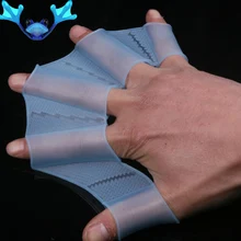 개구리 실리콘 손 수영 지느러미 수갑 오리발 수영 손바닥 손가락 webbed 장갑 패들 개선 슬립 수영 장갑 장비(China)